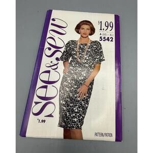 See & Sew 5542 Dress Pattern XS-XL Uncut Loose Fit 90s Minimalist